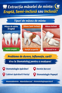 ? Extracția Măselei de Minte: Ghid Complet 2026 – Tipuri (Inclusă, Semiinclusă, Eruptă), Pregătire și Recuperare | Cabinet Stomatologic Apărătorii Patriei – Berceni