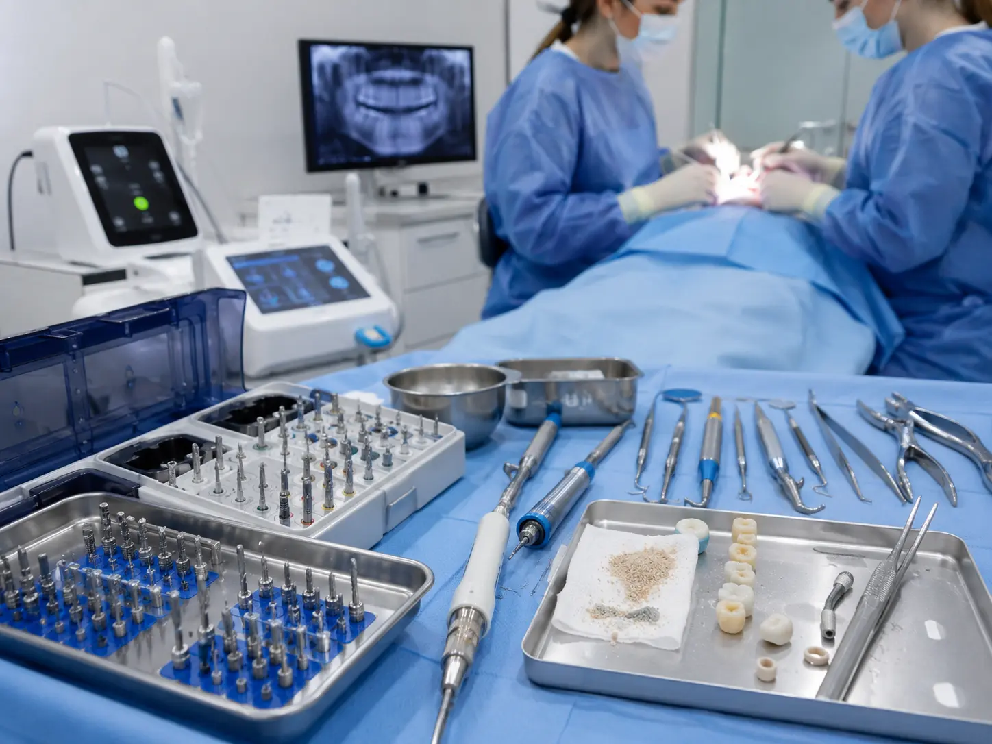 Instrumentar pentru chirurgie orală, implanturi dentare, extracții dificile și măsele de minte incluse