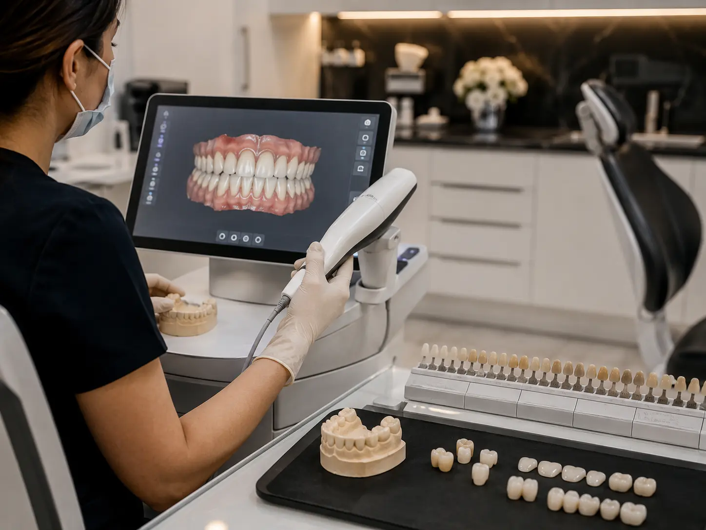 Scanner intraoral pentru coroane zirconiu, coroane E.max, fațete dentare și lucrări protetice complexe